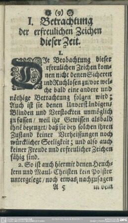 I. Betrachtung der erfreulichen Zeichen dieser Zeit