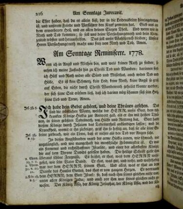 Am Sonntage Reminiscere. 1778. - Am Sonntage Oculi. 1778.