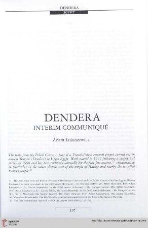 14: Dendera : interim Communiqué