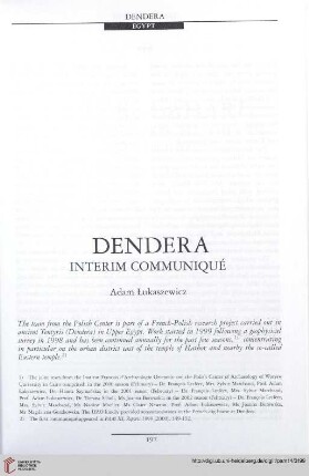 14: Dendera : interim Communiqué