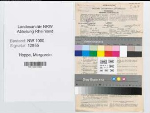Entnazifizierung Margarete Hoppe, geb. 28.02.1908 (Bankangest.)