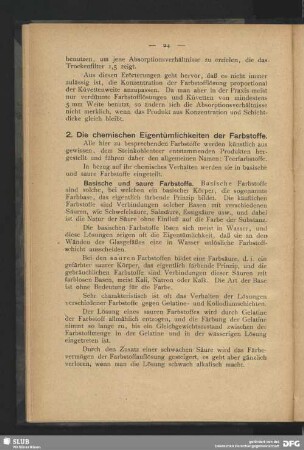 2. Die chemische Eigentümlichkeiten der Farbstoffe