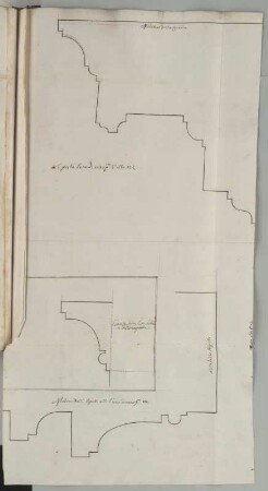 Gesims u.a, Profile : Gesims u.a, Profile, unbekannter Zeichner, 1. Hälfte 18. Jh. Feder/Papier. 72,7 x 39 cm.