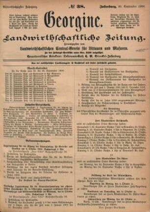 Achtundsechzigster Jahrgang. No. 38. Insterburg, 20. September 1900.