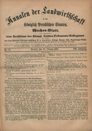 No. 44. Berlin, den 28. Oktober 1868. VIII. Jahrgang.