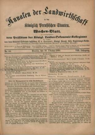 No. 44. Berlin, den 28. Oktober 1868. VIII. Jahrgang.