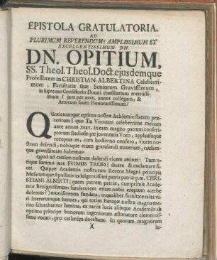 Epistola Gratulatoria.