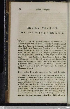 Dritter Abschnitt. Von den wäßrigen Meteoren.