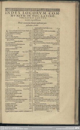 Index Locorum Communium In Hoc Latino Thesauro Contentarum copiosissimus