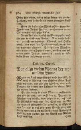 Das 62. Capitel. Von allzu vielem Abgang der monatlichen Blume.