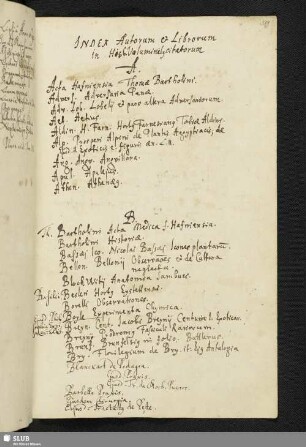 Index Autorum et Librorum