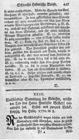 Vollständige Sammlung der Gedichte, welche der Tod des Herrn Professor Gellert veranlasset hat. St.1.2.
