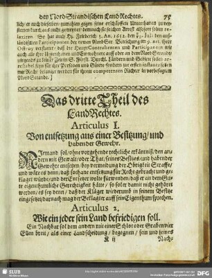 Das dritte Theil des LandRechtes