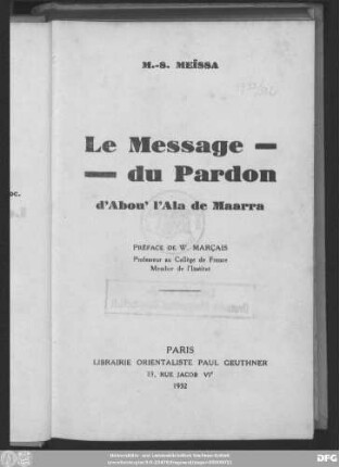 Le message du Pardon d'Abou' l'Ala de Maarra