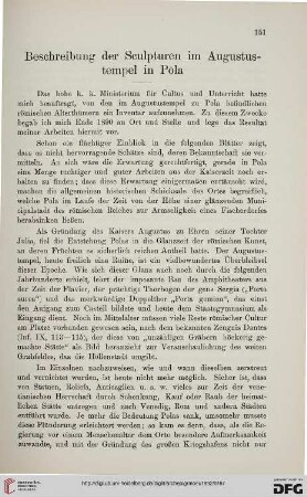 15: Beschreibung der Sculpturen im Augustustempel in Pola, [1]