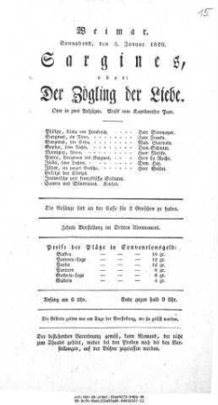 Sargines, oder: Der Zögling der Liebe