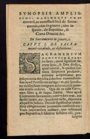 De Sacramentis in genere.