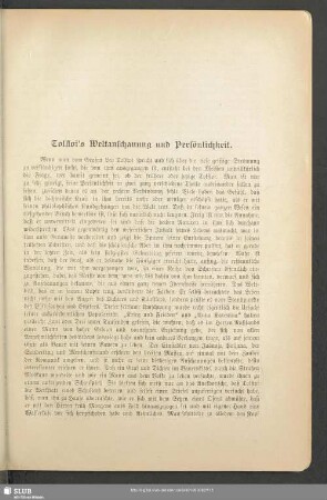 Tolstoi's Weltanschauung und Persönlichkeit