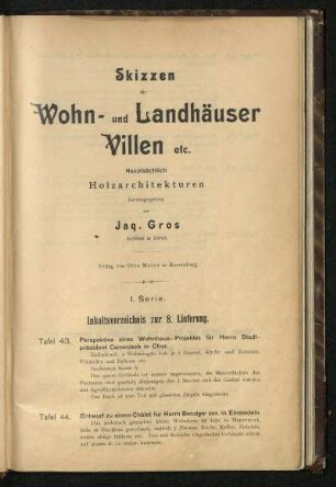 Inhaltsverzeichnis zur 8. Lieferung