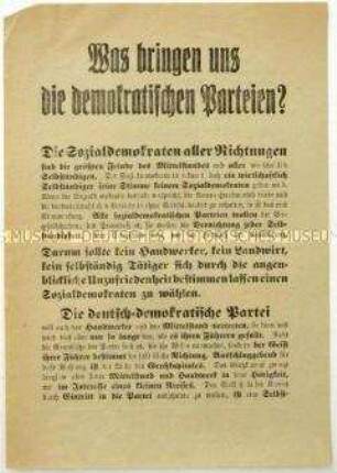 Aufruf der Deutschen Volkspartei zur thüringischen Landtagswahl