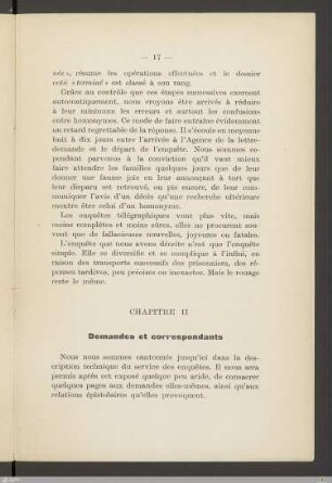 Chapitre II - Demandes et correspondants