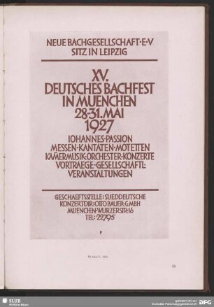 XV. Deutsches Bachfest in München