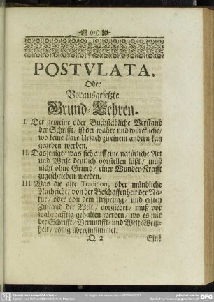 Postulata, Oder Vorausgesetzte Grund-Lehren
