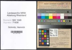 Entnazifizierung Heinrich Schmitz , geb. 15.10.1899 (Textileinzelhaendler)