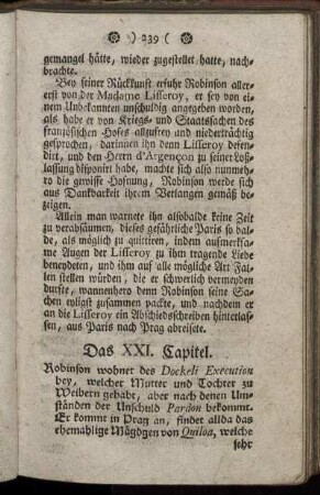 Das XXI. Capitel. Robinson wohnet des Dockeli Execution bey ... – Das XXII. Capitel. Robinson kommt in Straßburg ...