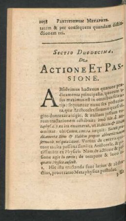 Sectio Duodecima. De Actione Et Passione.