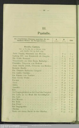 III. Pastelle