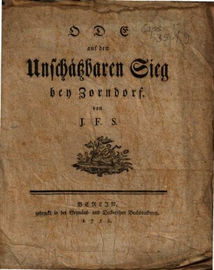 Ode auf den Unschätzbaren Sieg bey Zorndorf