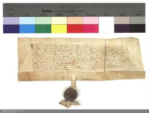 Revers des Johann von Bimbach bezüglich der Belehnung mit einem Haus und einem Garten am Dienstagsmarkt in Fulda auf Lebenszeit durch Heinrich [von Kranlucken], Abt von Fulda