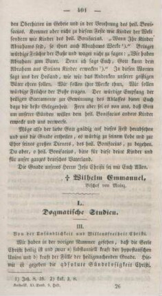 401-410 Dogmatische Studien : Fortsetzung