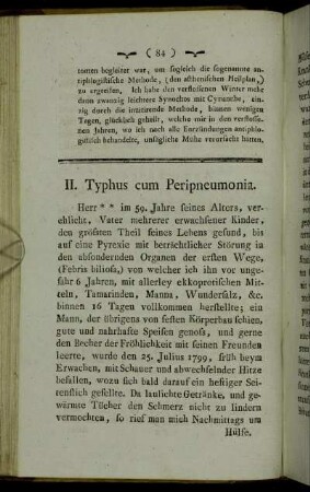 II. Typhus cum Peripneumonia.