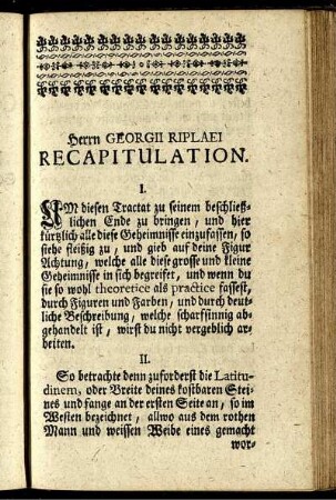 Herrn Georgii Riplaei Recapitulation.