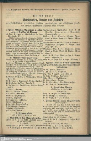 III.Abschnitt. Gesellschaften, Vereine und Anstalten