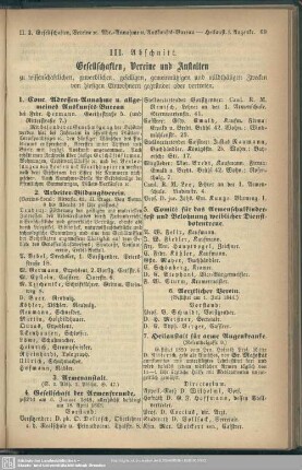 III.Abschnitt. Gesellschaften, Vereine und Anstalten