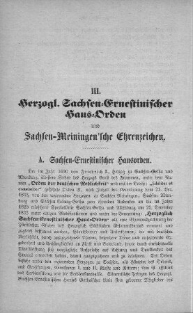 III. Herzoglich Sachsen-Ernestinischer Haus-Orden und Sachsen-Meiningen`sche Ehrenzeichen