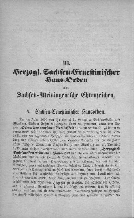 III. Herzoglich Sachsen-Ernestinischer Haus-Orden und Sachsen-Meiningen`sche Ehrenzeichen