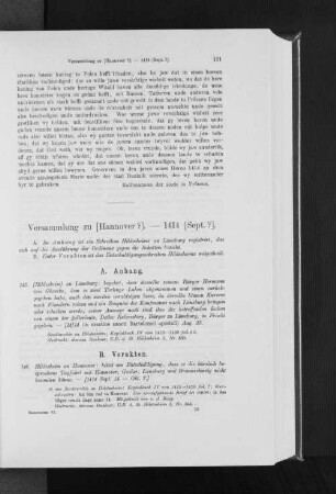 Versammlung [zu Hannover?]. - 1414 [Sept.?].
