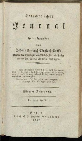 Vierter Jahrgang. Drittes Heft. 1797.
