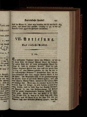 Siebente Vorlesung. Das einfache Pendel.