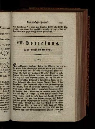 Siebente Vorlesung. Das einfache Pendel.