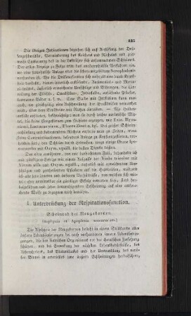 I. Unterdrückung der Respirationsfunction.