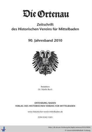 90. Jahresband: Die Ortenau: Zeitschrift des Historischen Vereins für Mittelbaden
