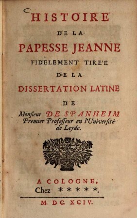 Histoire De La Papesse Jeanne
