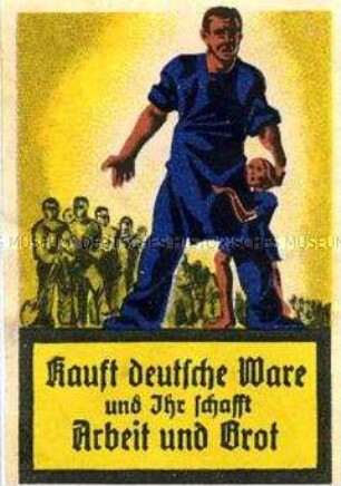 Vignette mit der Aufforderung, deutsche Waren zu kaufen