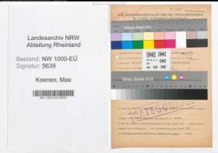 Entnazifizierung Max Koenen, geb. 28.09.1889 (Handelsvertreter)