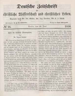 201-208 Ueber die christliche Sonntagsfeier
